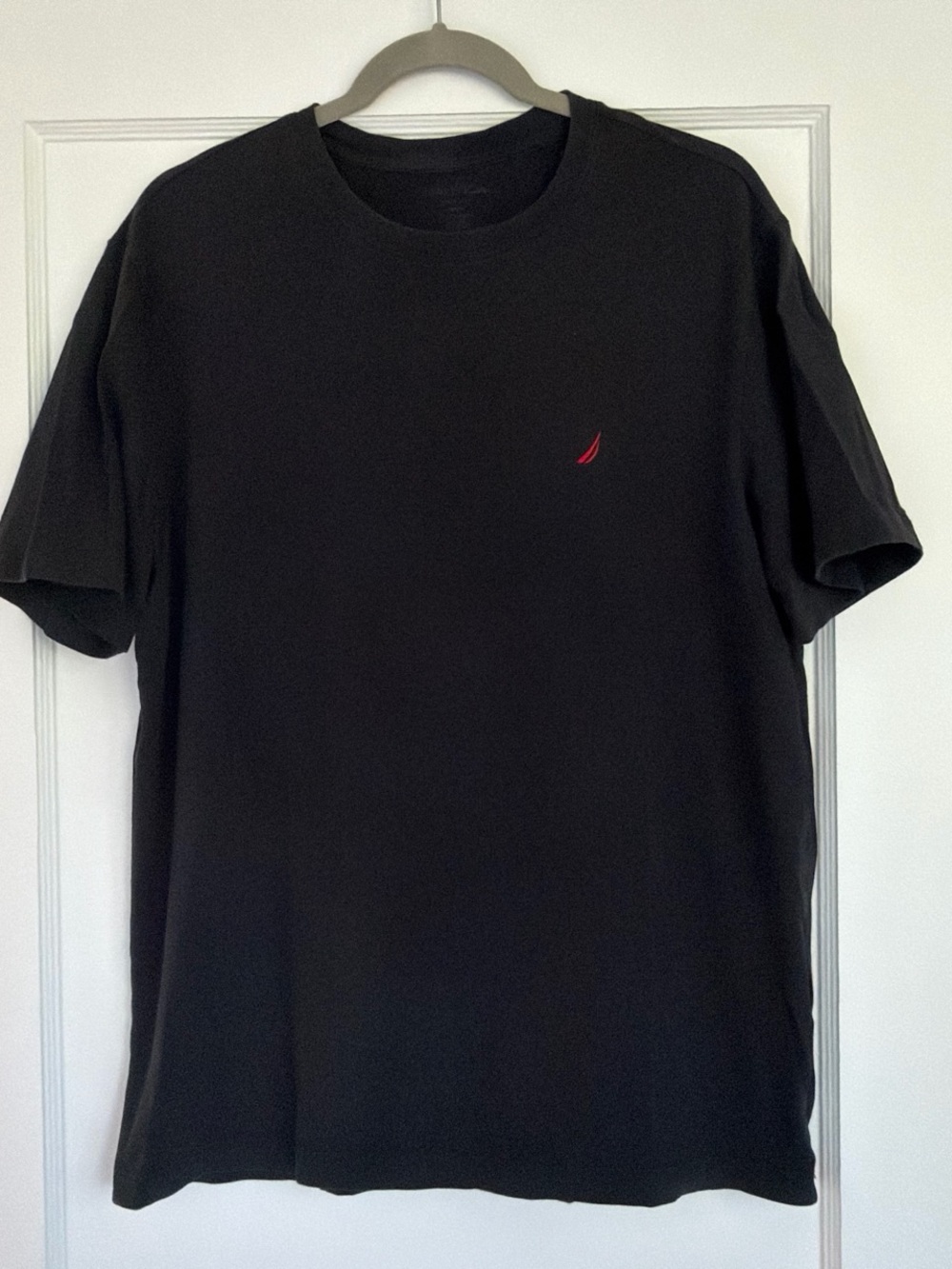 Nautica Black Short-Sleeve Crewneck Tee with Red Sail Logo